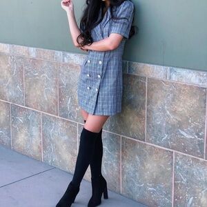 Double Breasted Plaid Dress